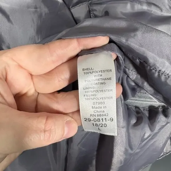 Ellos Silver Quilted Puffer Jacket Winter Coat - Size 18/20 - Women's Plus Size